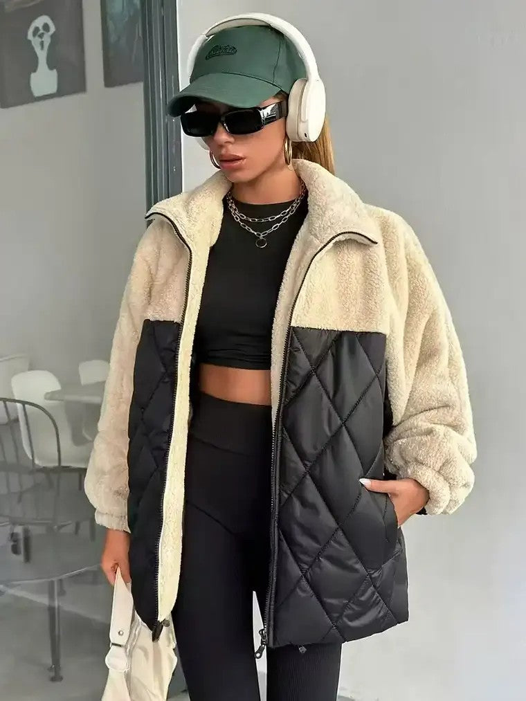 Women's Two-Tone Patchwork Coat