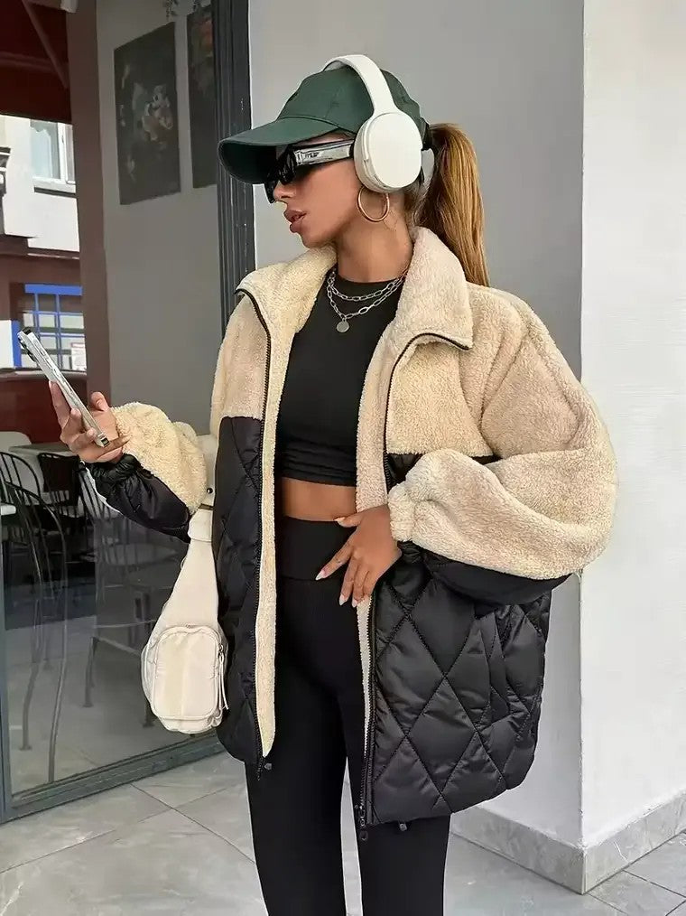 Women's Two-Tone Patchwork Coat