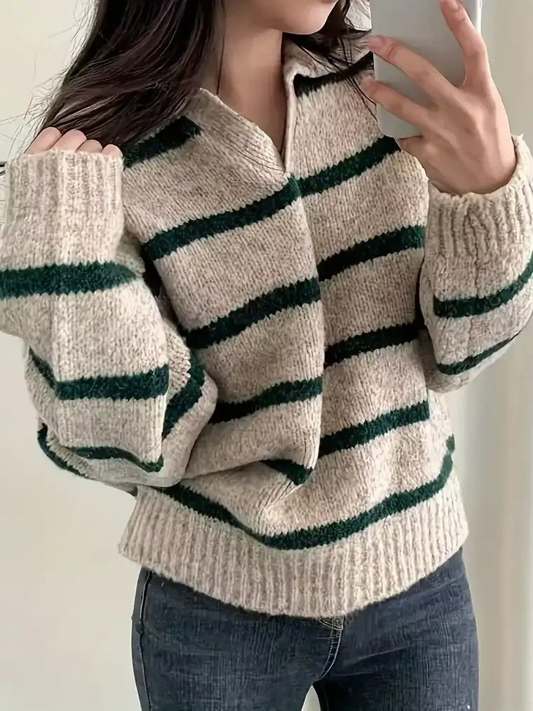 Women's Two-Tone Striped Sweater