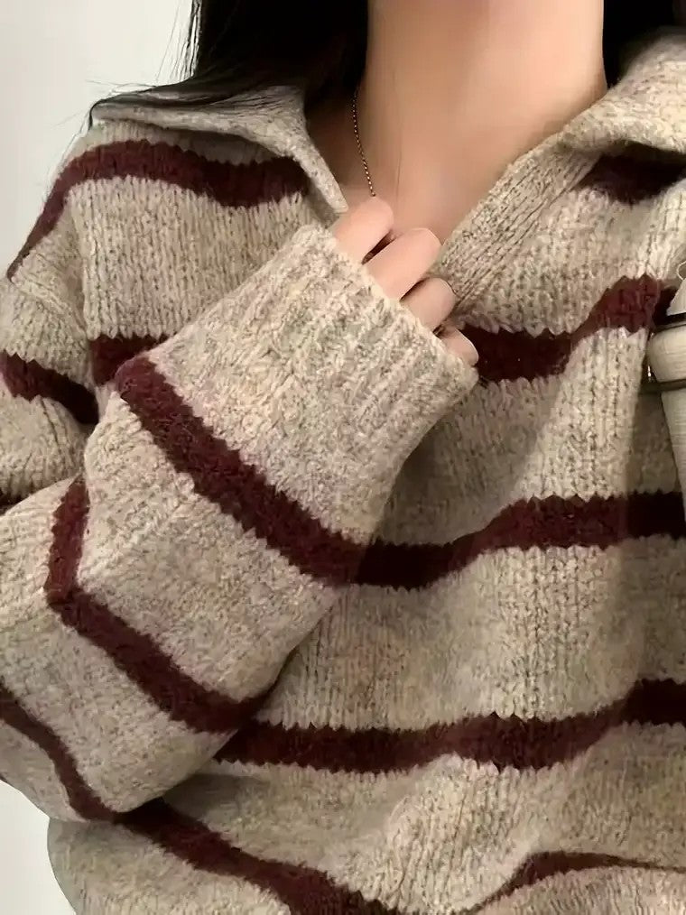 Women's Two-Tone Striped Sweater