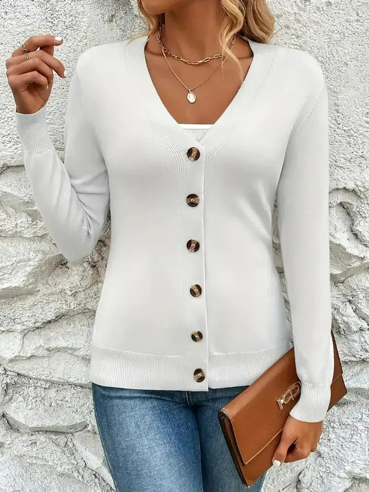Women's V-Neck Long Sleeve Cardigan