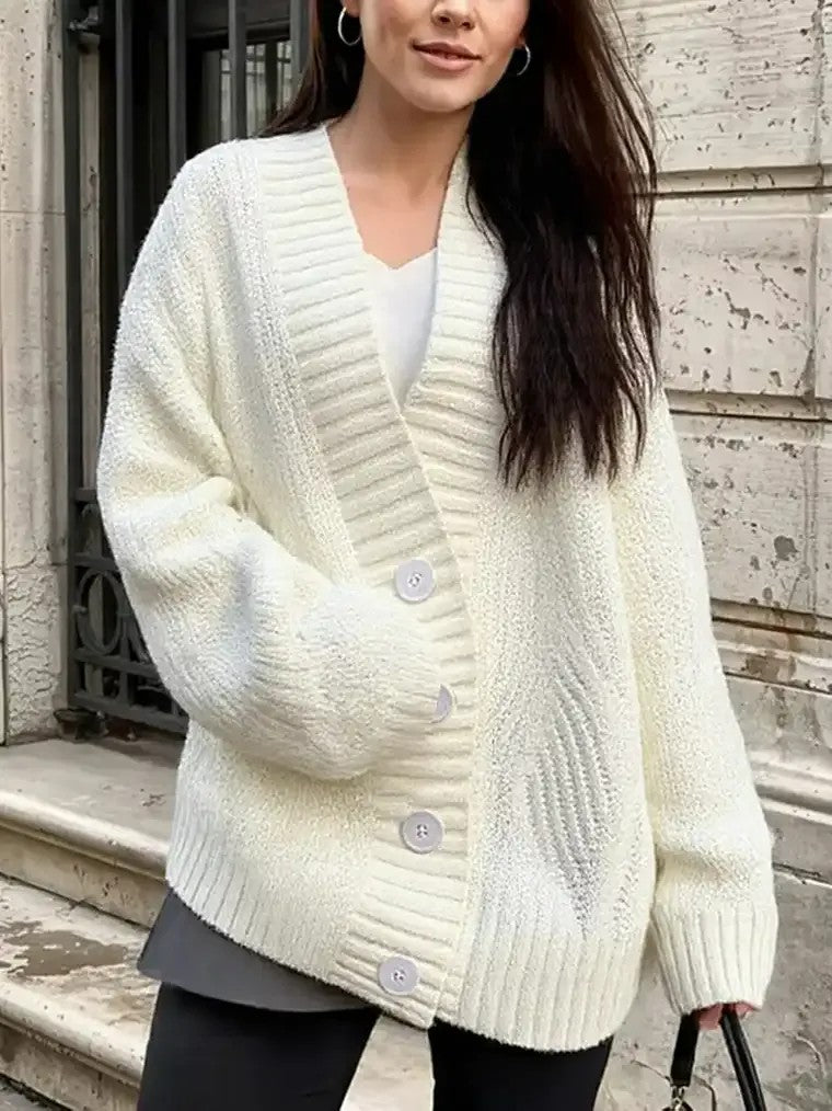 Women's V-neck Chunky Knit Cardigan