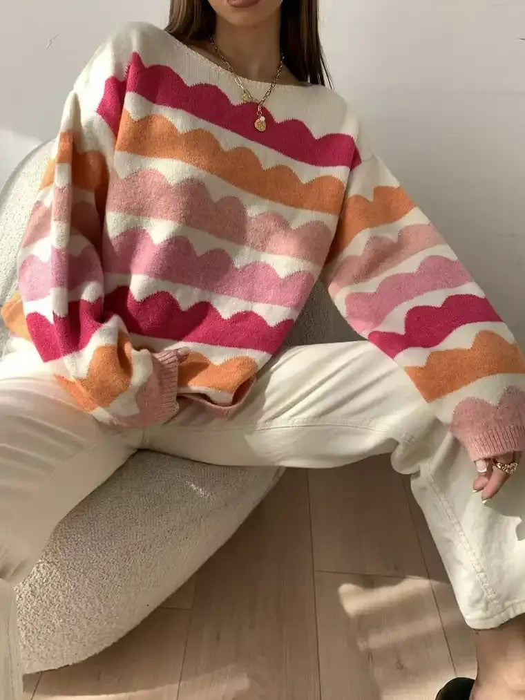 Women's Wave Pattern Knit Sweater