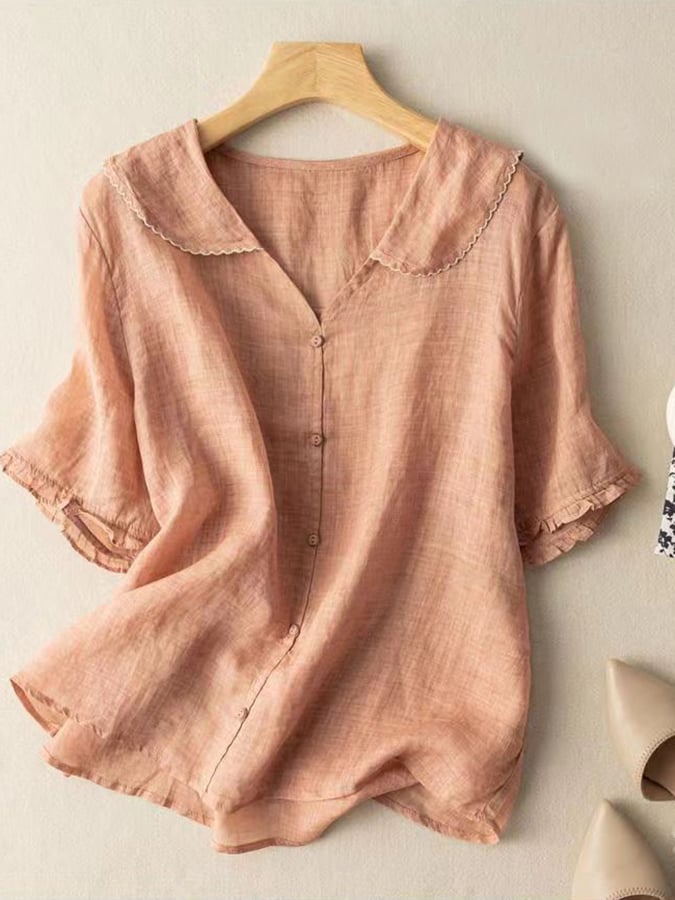 Women's Summer Blouse with Buttons and Collar