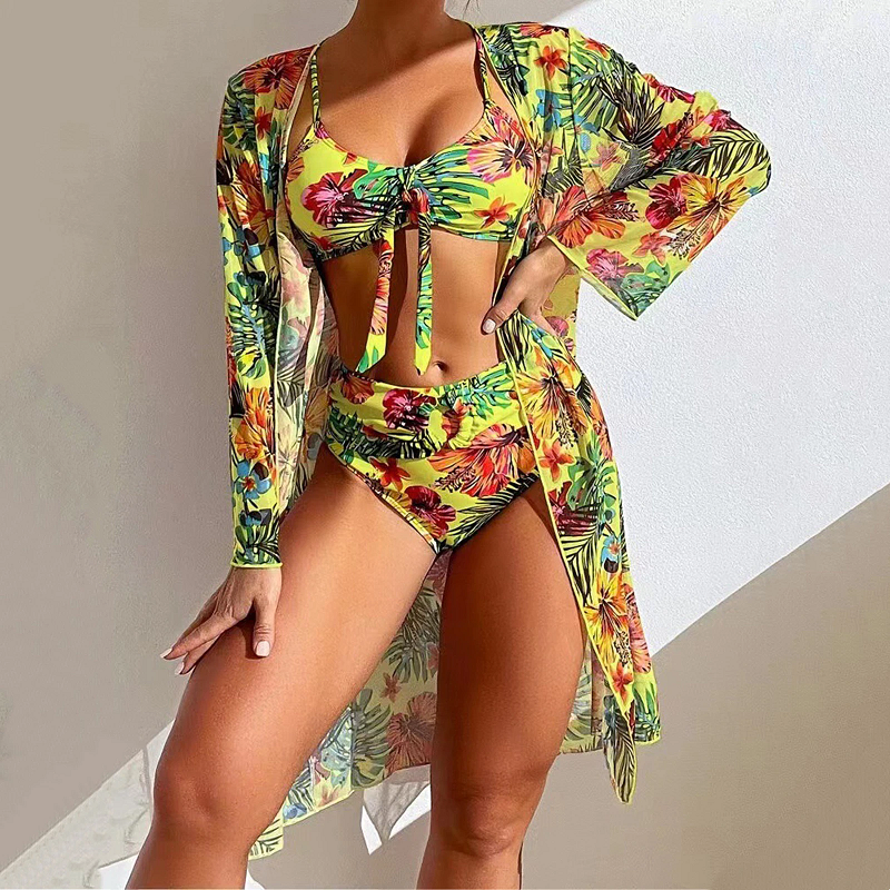 Women's Summer Floral Three Piece Swimwear Set