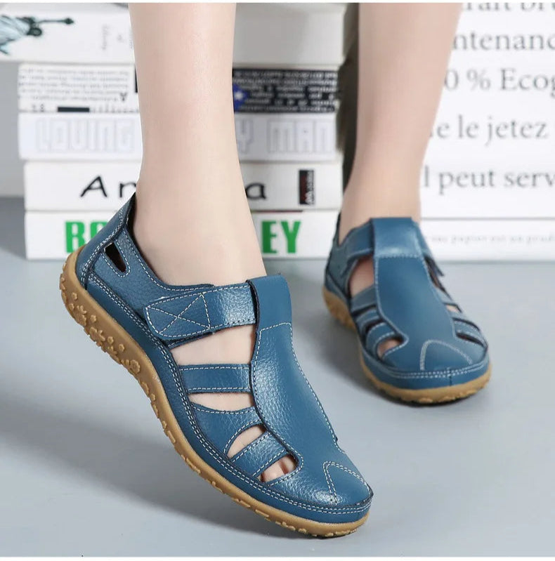 Women's Summer Closed-Toe Sandals with Hook-and-Loop Strap