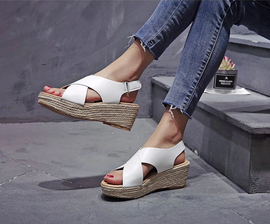 Women's Summer Espadrille Sandals with Criss-cross Style