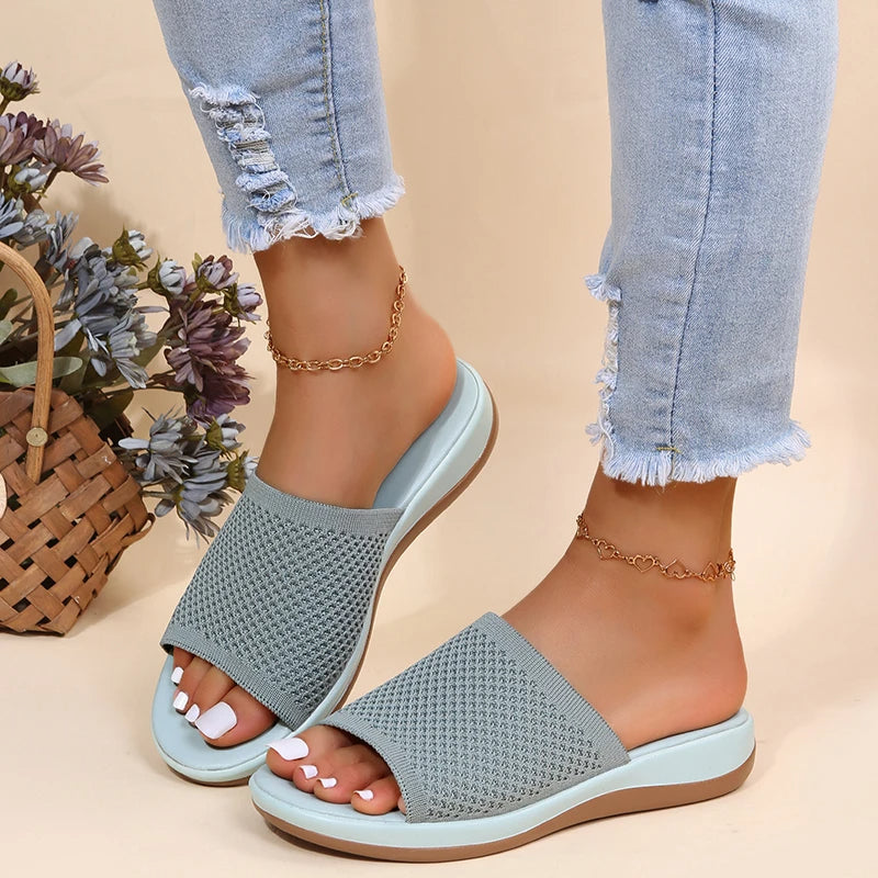 Women's Summer Mesh Slip-on Sandals with Open Toe Style