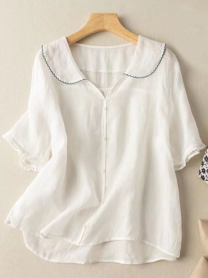 Women's Summer Blouse with Buttons and Collar