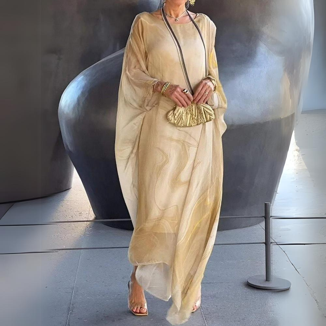 Women's Summer Kaftan Dress with Sheer Style and Printed