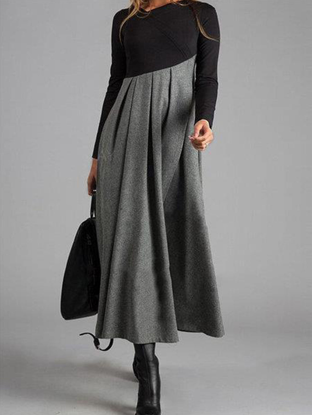 Women's All Season Dress with Asymmetric Style and Long Sleeves