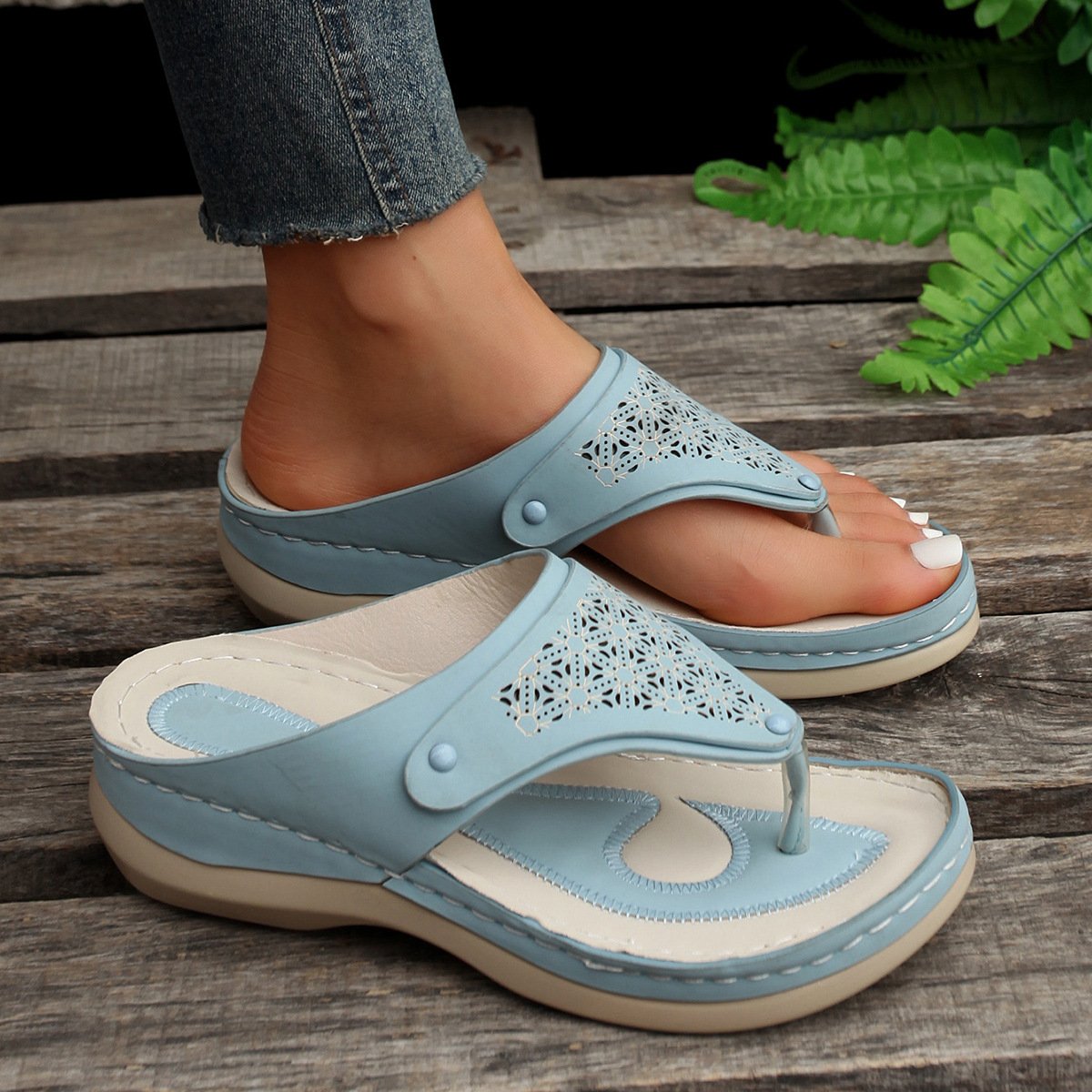 Women's Summer Slip-on Sandals with Cut-out Design