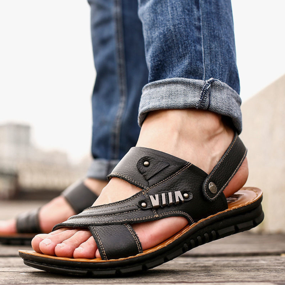 Men's Summer Vegan Leather Sandals with Open-Toe