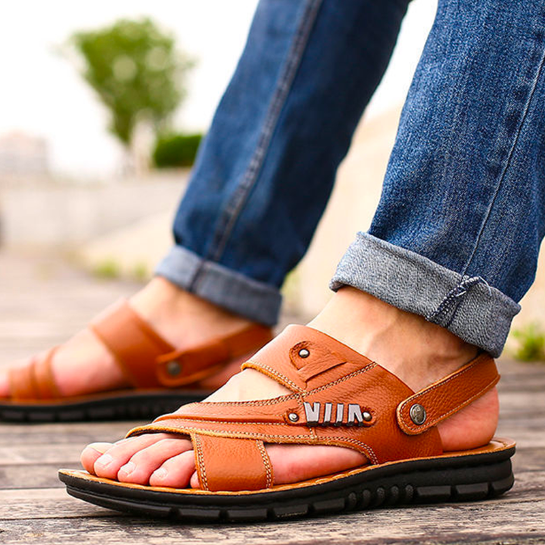 Men's Summer Vegan Leather Sandals with Open-Toe