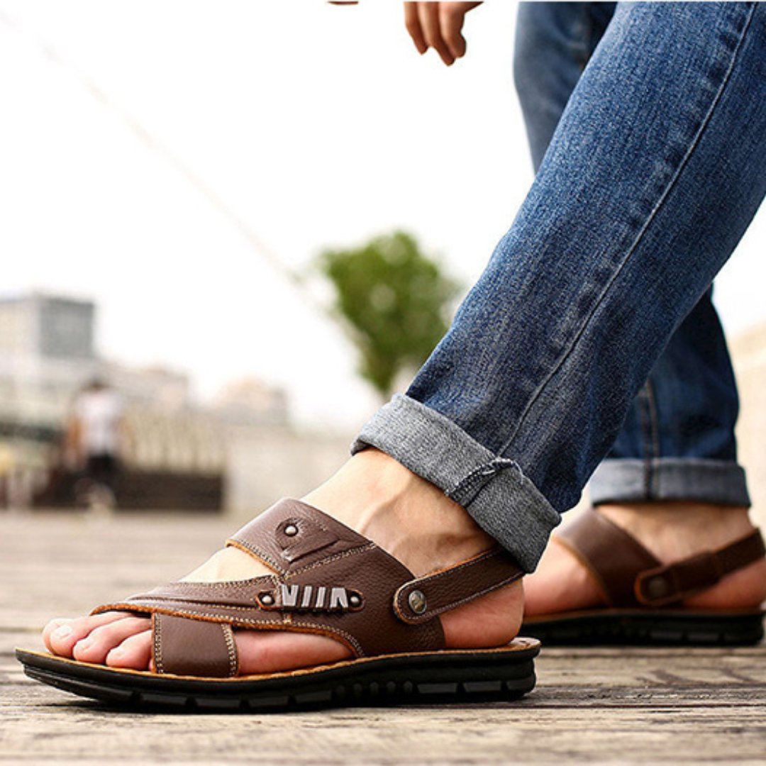 Men's Summer Vegan Leather Sandals with Open-Toe