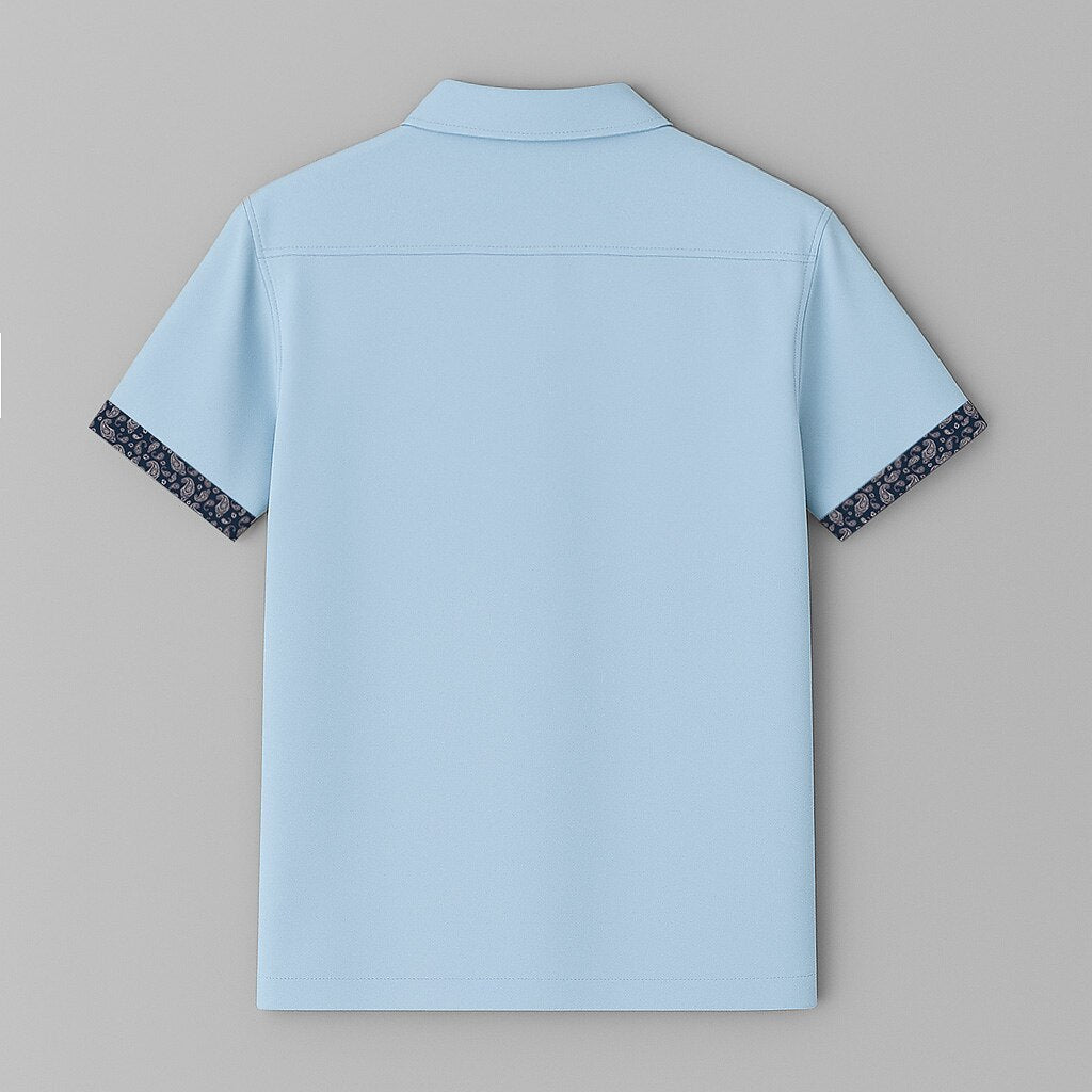 Men's Summer Button-Up Shirt with Paisley Print and Short Sleeve