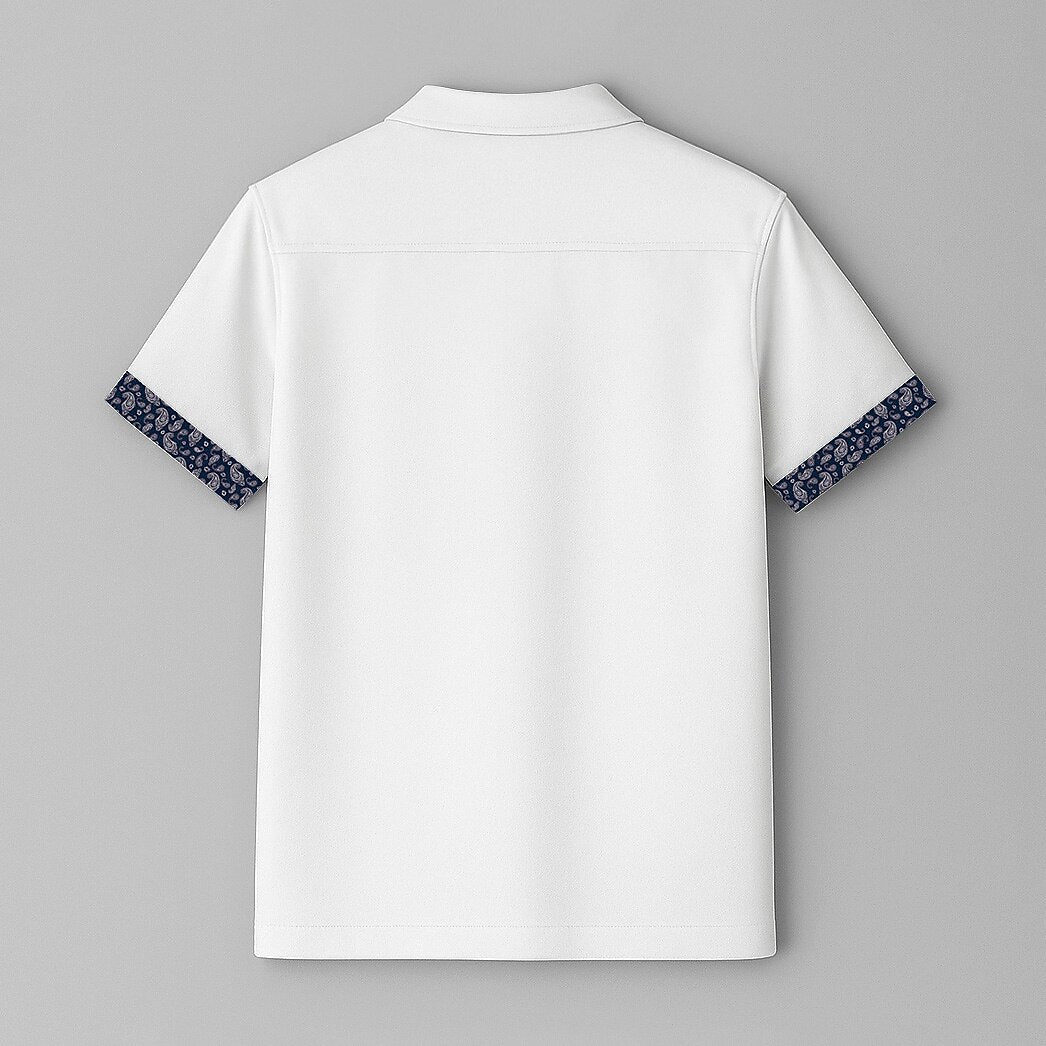 Men's Summer Button-Up Shirt with Paisley Print and Short Sleeve