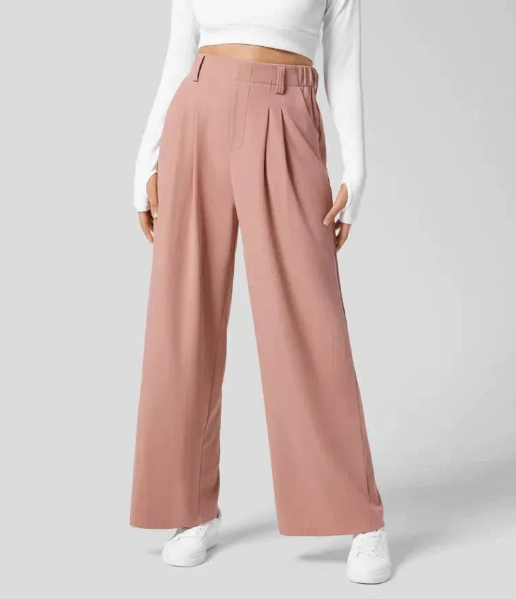 Women's High Waisted Trouser with Elastic Waist and Pockets