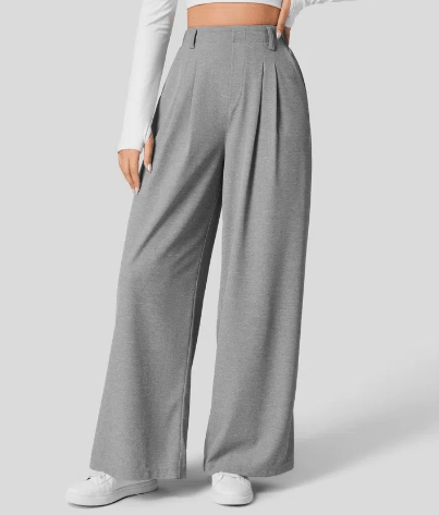 Women's High Waisted Trouser with Elastic Waist and Pockets