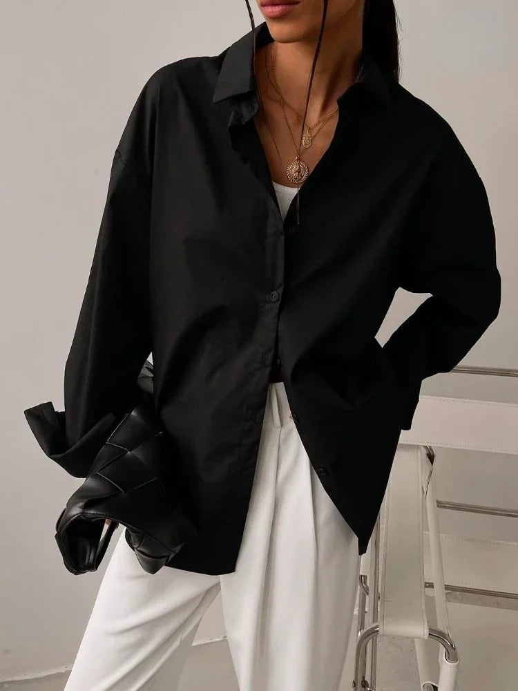 Women's Summer Blouse with Buttons and Long Sleeves