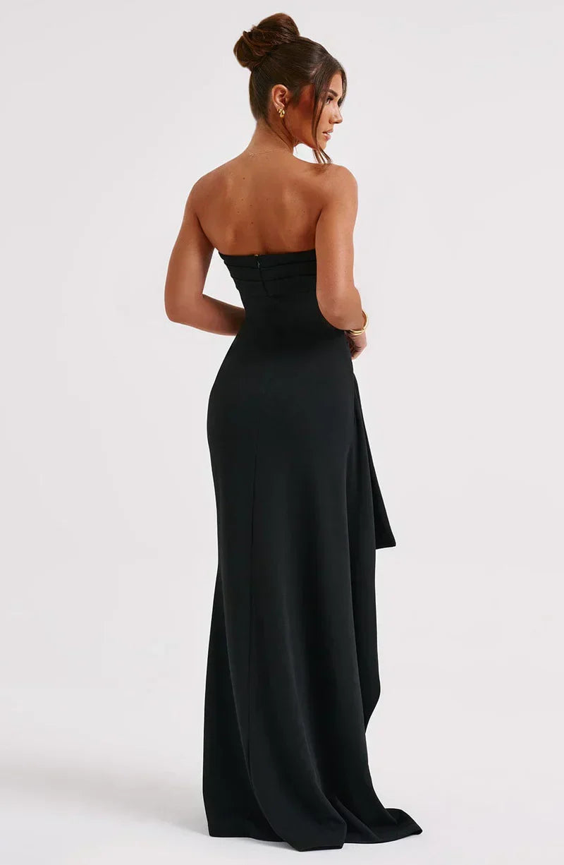 Women's Summer Formal Dress with Strapless and Slit