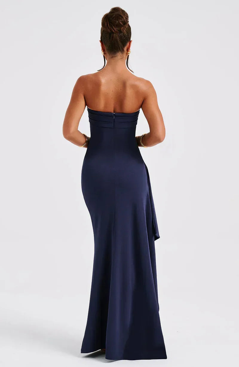 Women's Summer Formal Dress with Strapless and Slit