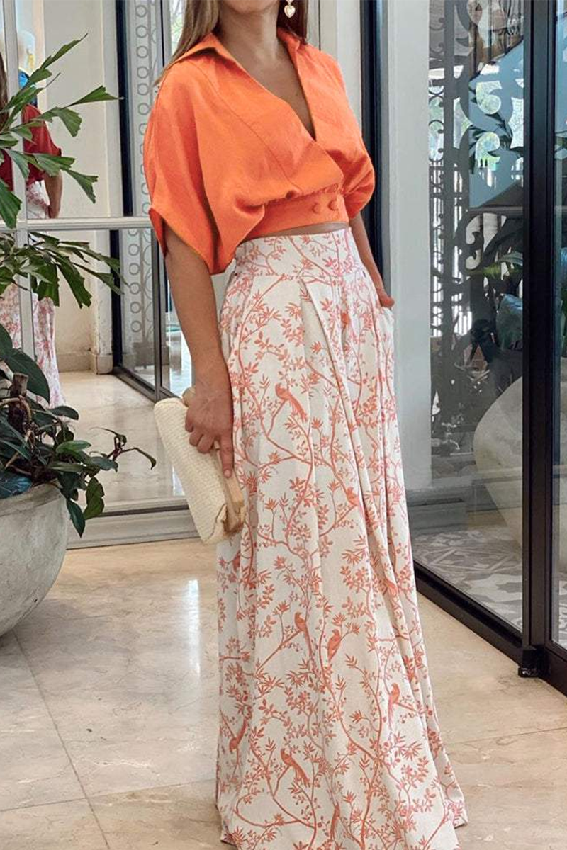 Women's Summer Two Piece Set with Wide Leg Pants and Crop Top
