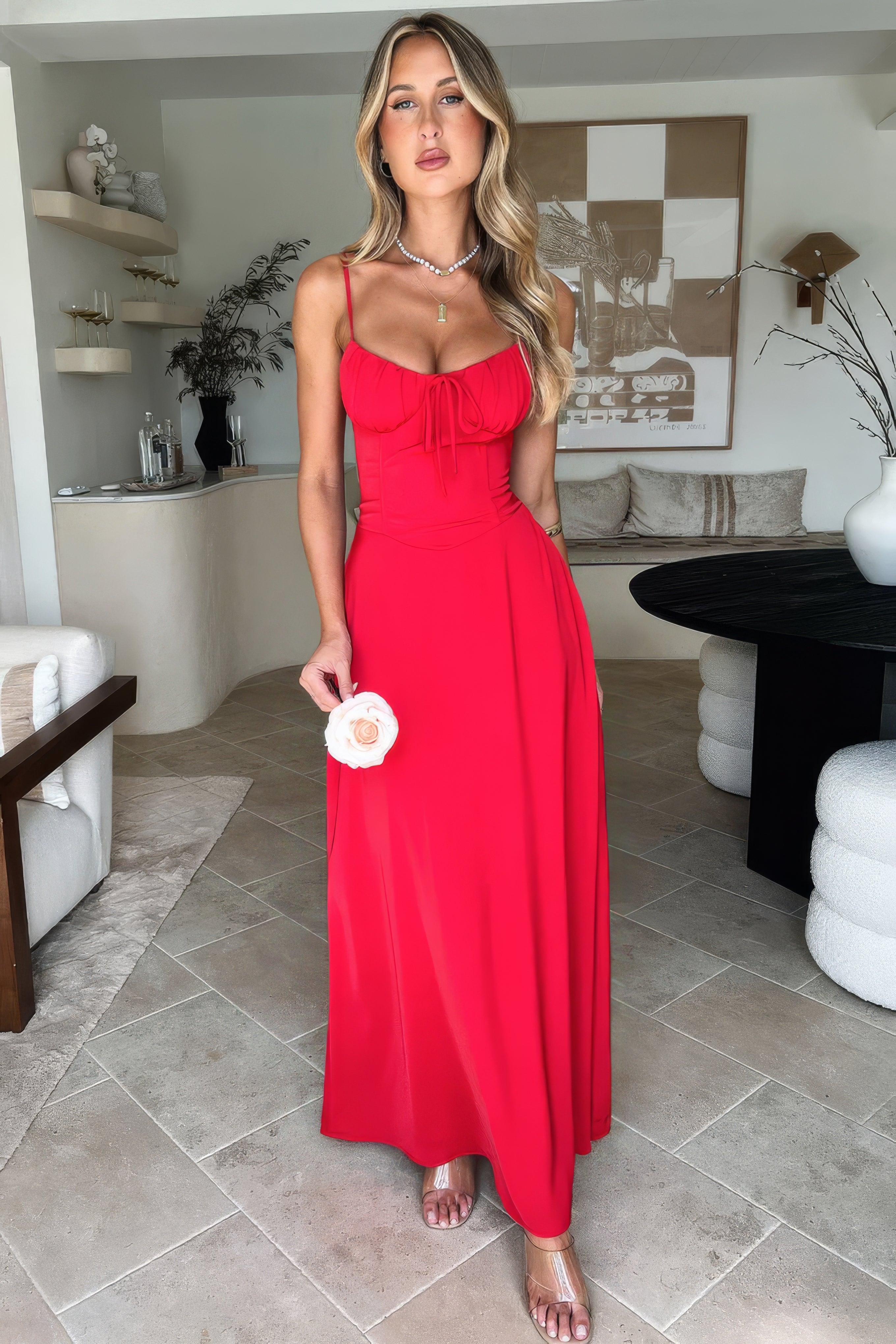 Women's Summer Corset Maxi Dress with Spaghetti Strap
