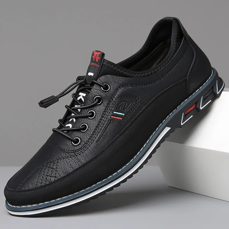 Men’s Vegan Leather Oxford Shoes with Lace-up and Contrast Sole