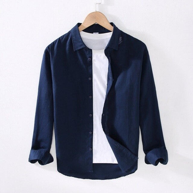 Men's Summer Shirt with Long Sleeve and Buttons