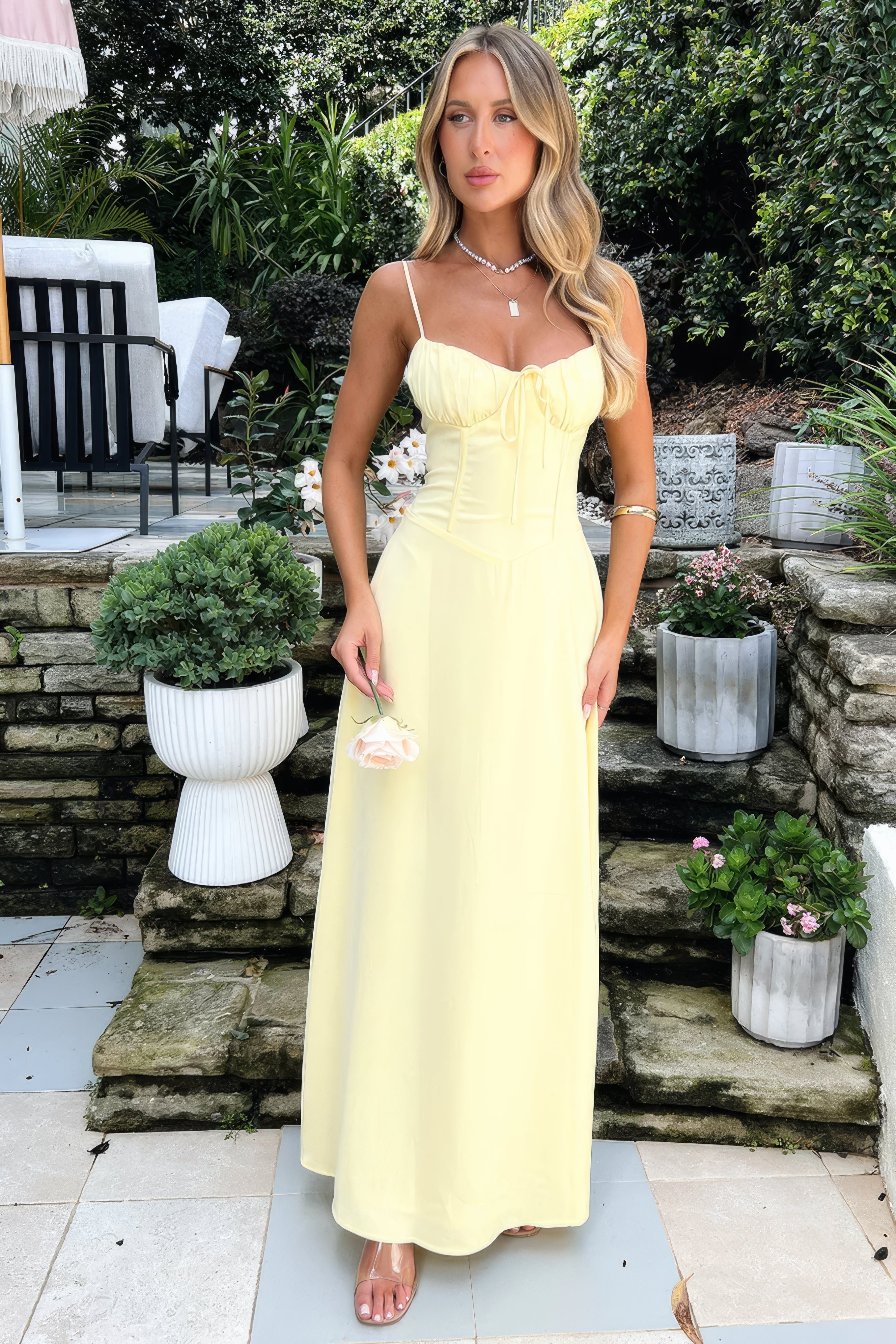 Women's Summer Corset Maxi Dress with Spaghetti Strap