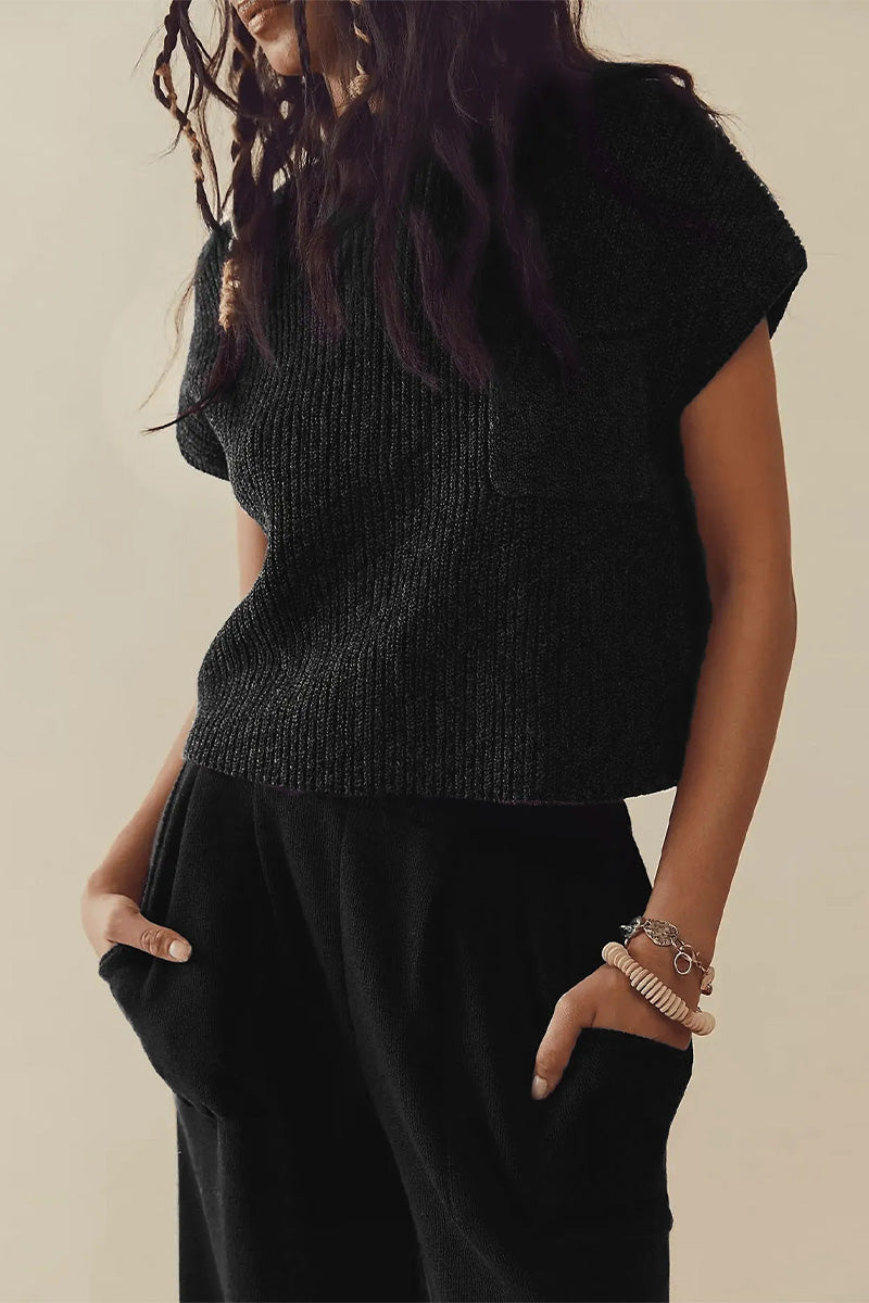 Women's Two Piece Set with Knitted Blouse and Pants