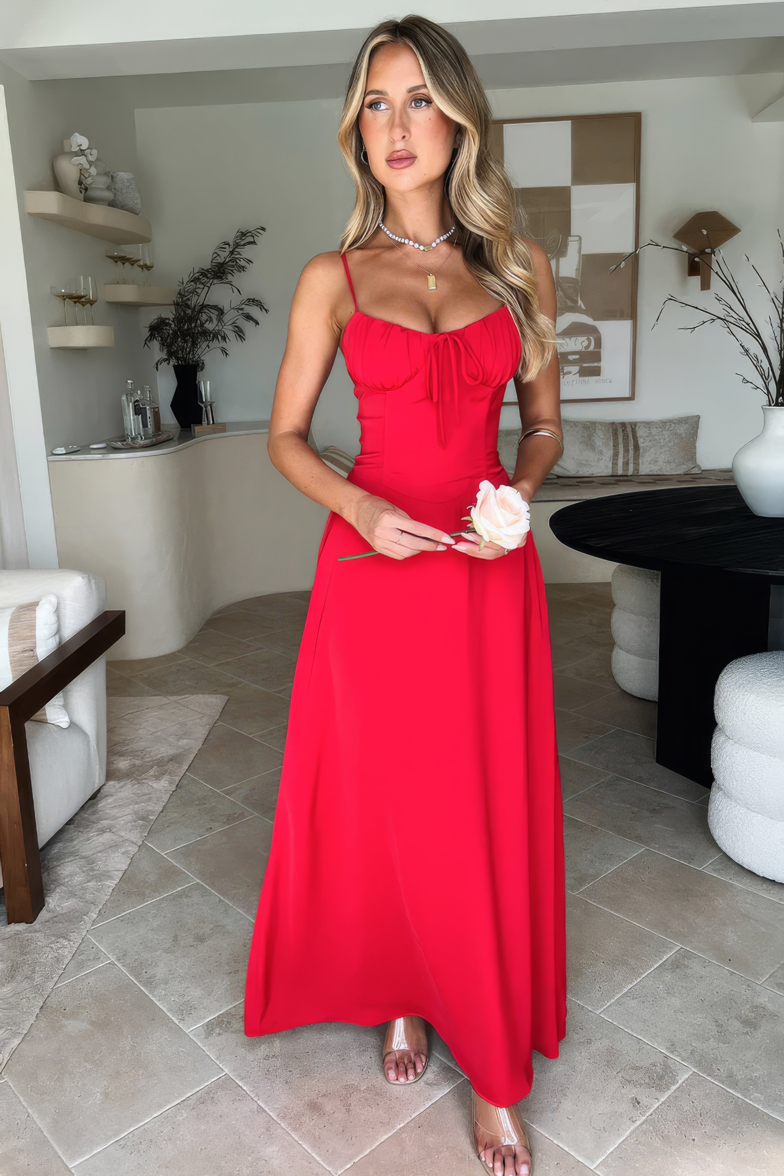 Women's Summer Corset Maxi Dress with Spaghetti Strap