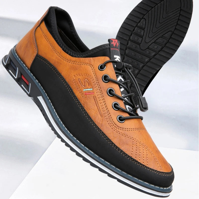 Men’s Vegan Leather Oxford Shoes with Lace-up and Contrast Sole