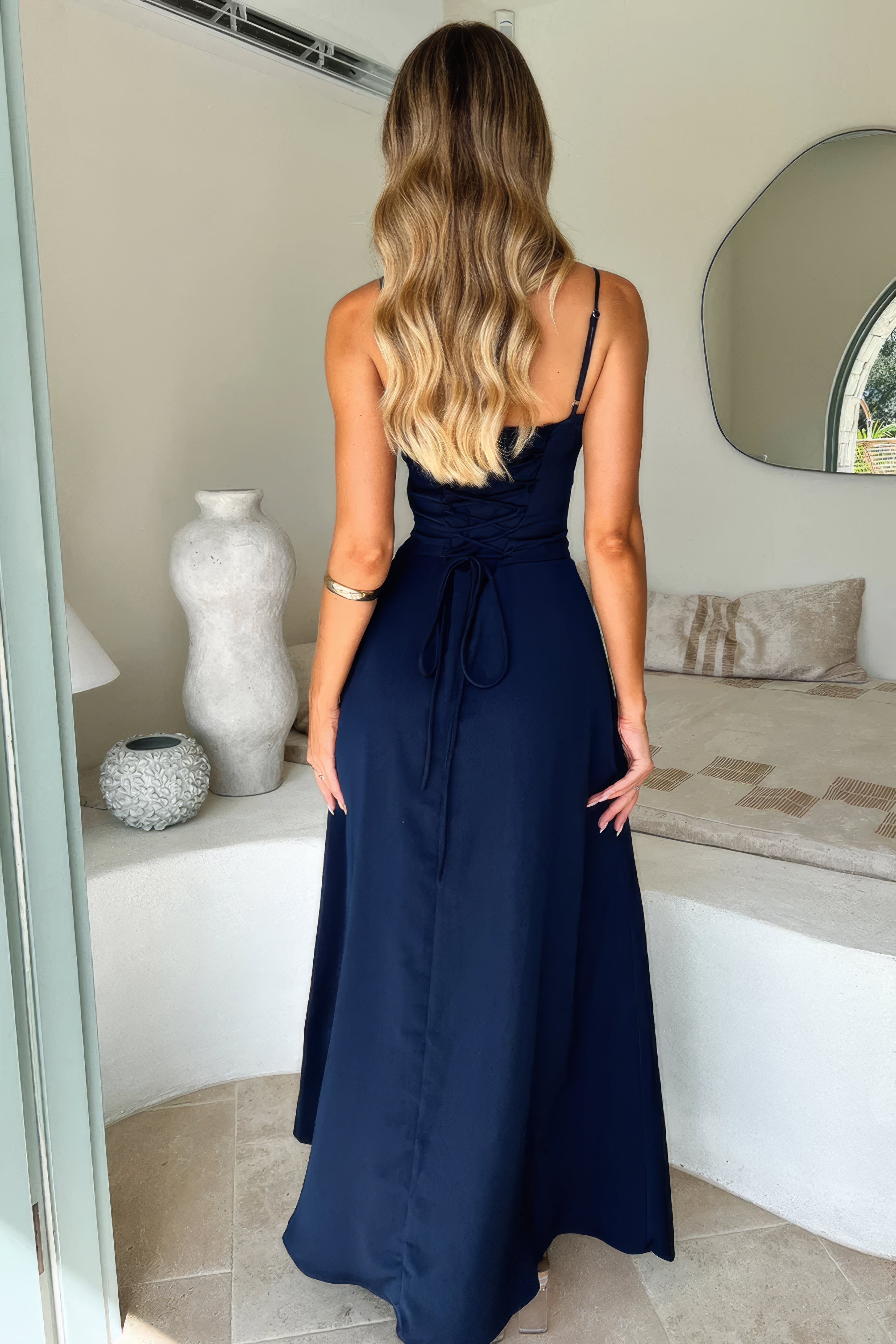 Women's Summer Corset Maxi Dress with Spaghetti Strap