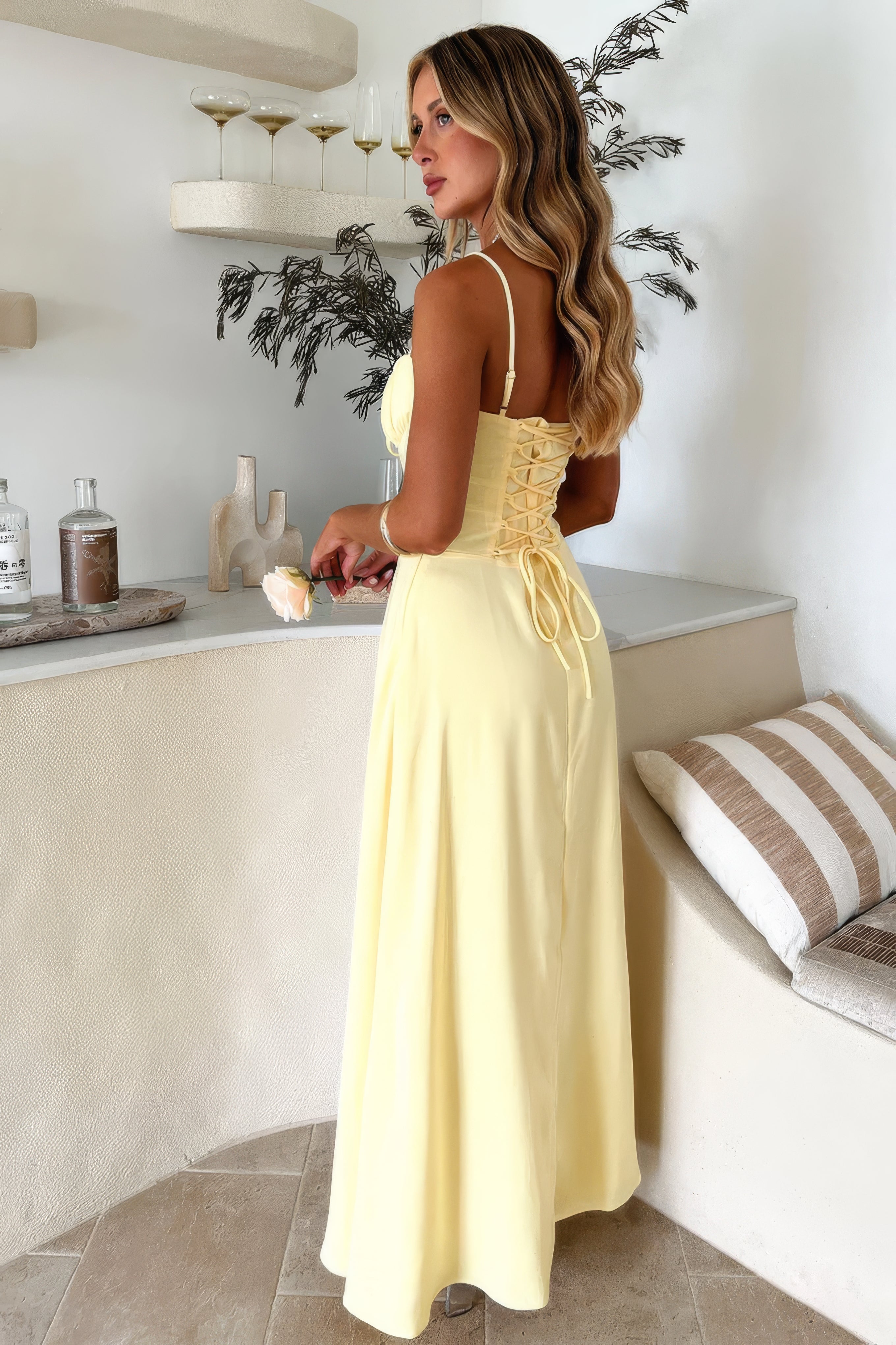 Women's Summer Corset Maxi Dress with Spaghetti Strap