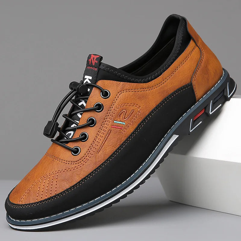 Men’s Vegan Leather Oxford Shoes with Lace-up and Contrast Sole