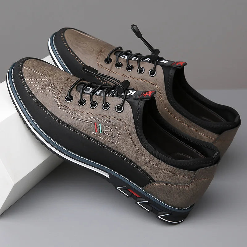 Men’s Vegan Leather Oxford Shoes with Lace-up and Contrast Sole