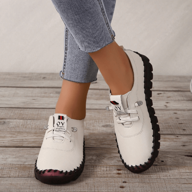 Women's All Season Vegan Leather Shoes with Treaded Soles and Lace-up