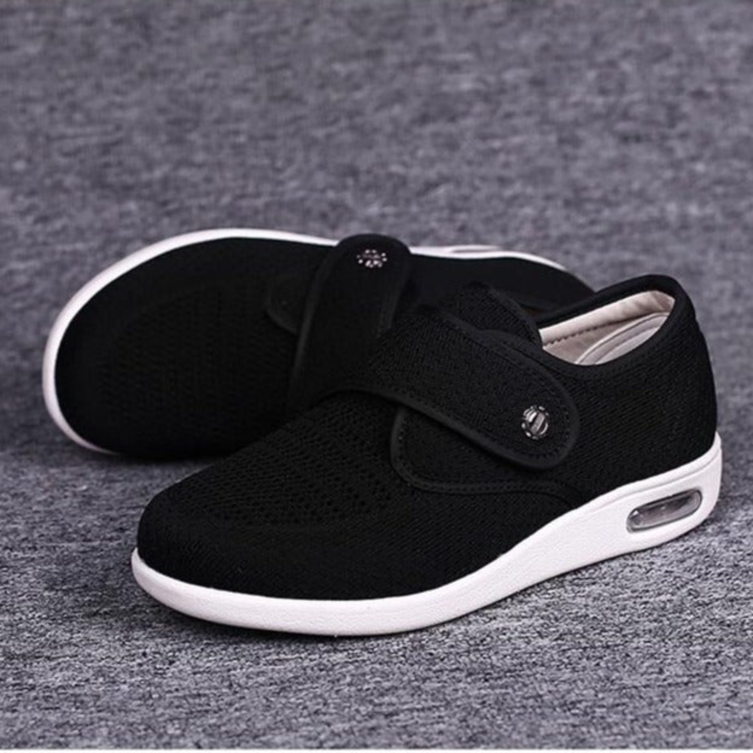 Women's Mesh Shoes with Hook and Loop Strap and Air Cushion