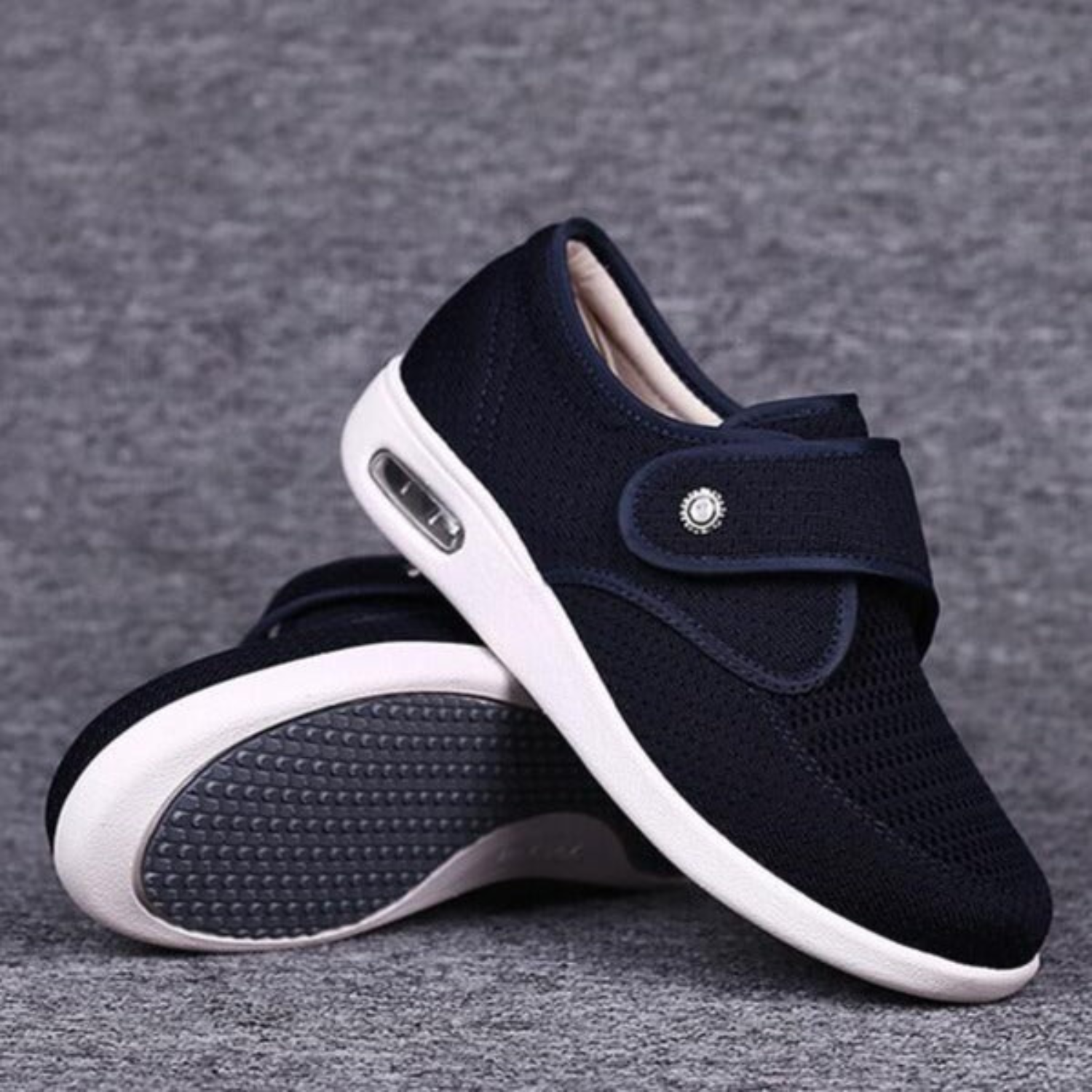 Women's Mesh Shoes with Hook and Loop Strap and Air Cushion