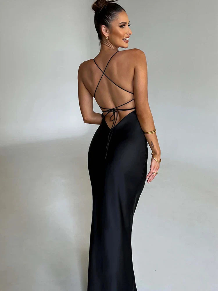 Women's Summer Bodycon Dress with Spaghetti Straps and Smooth Fabric