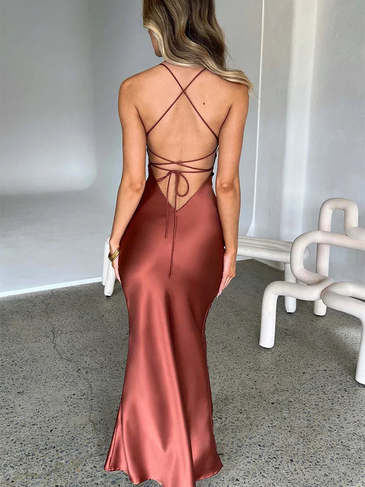 Women's Summer Bodycon Dress with Spaghetti Straps and Smooth Fabric