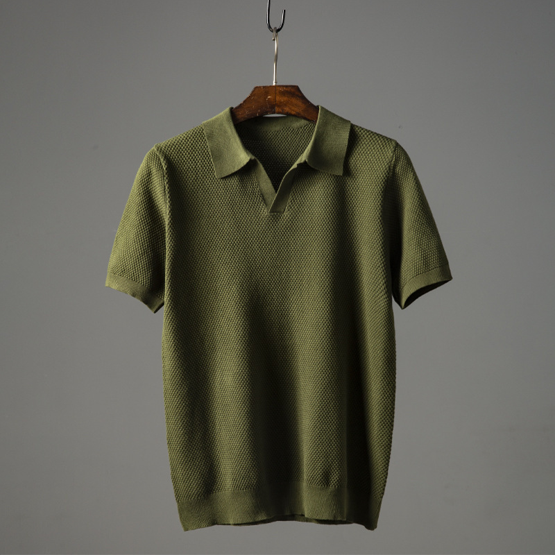 Men's Summer Knit Polo Shirt with Short Sleeves