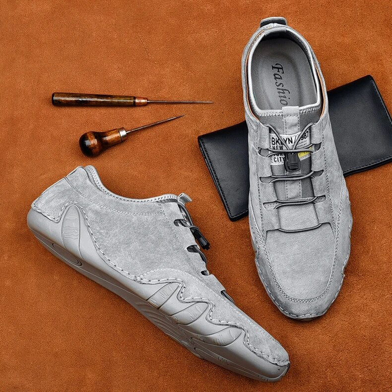 Men's Vegan Leather Loafers with Mesh Panel and Toggle Detail