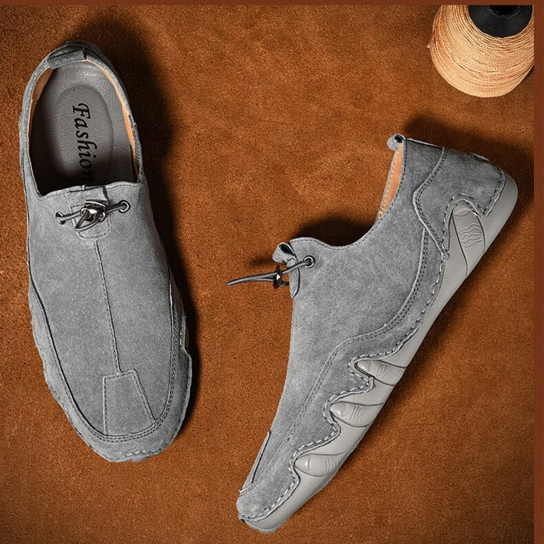 Men's Vegan Leather Loafers with Mesh Panel and Toggle Detail