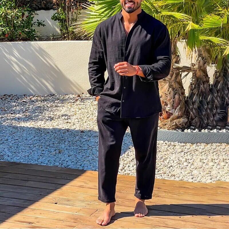 Men's Summer Two Piece Set with Lightweight Fabric