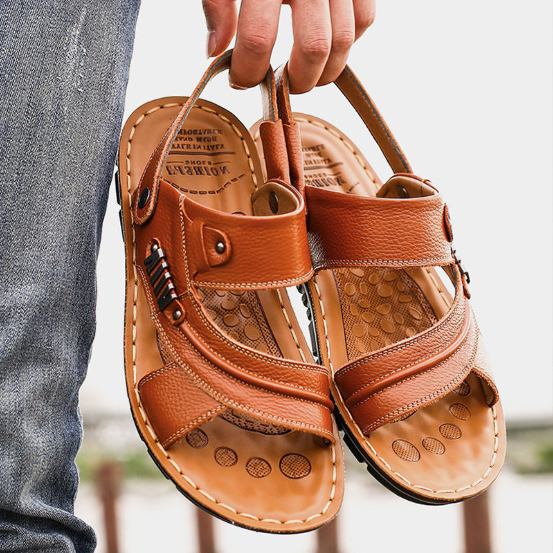 Men's Summer Vegan Leather Sandals with Open-Toe