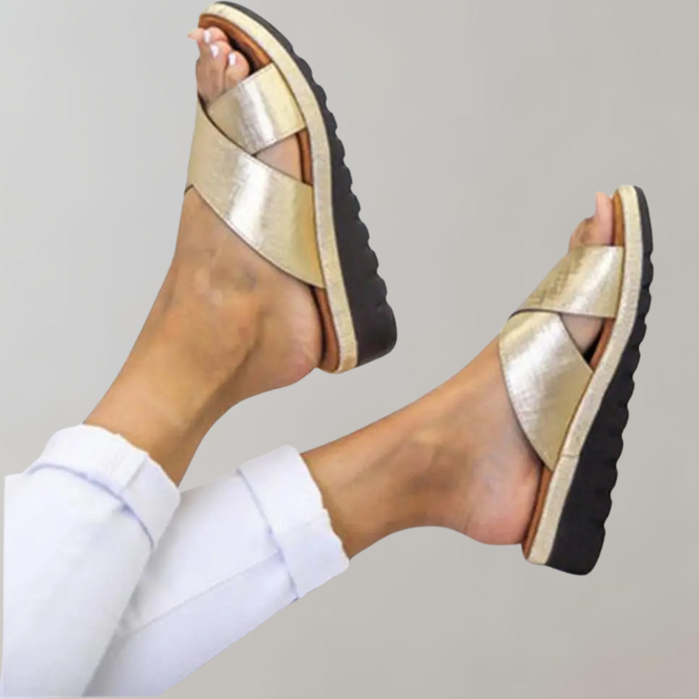 Women's Summer Slip-on Sandals with Open-toe and Criss-cross Style