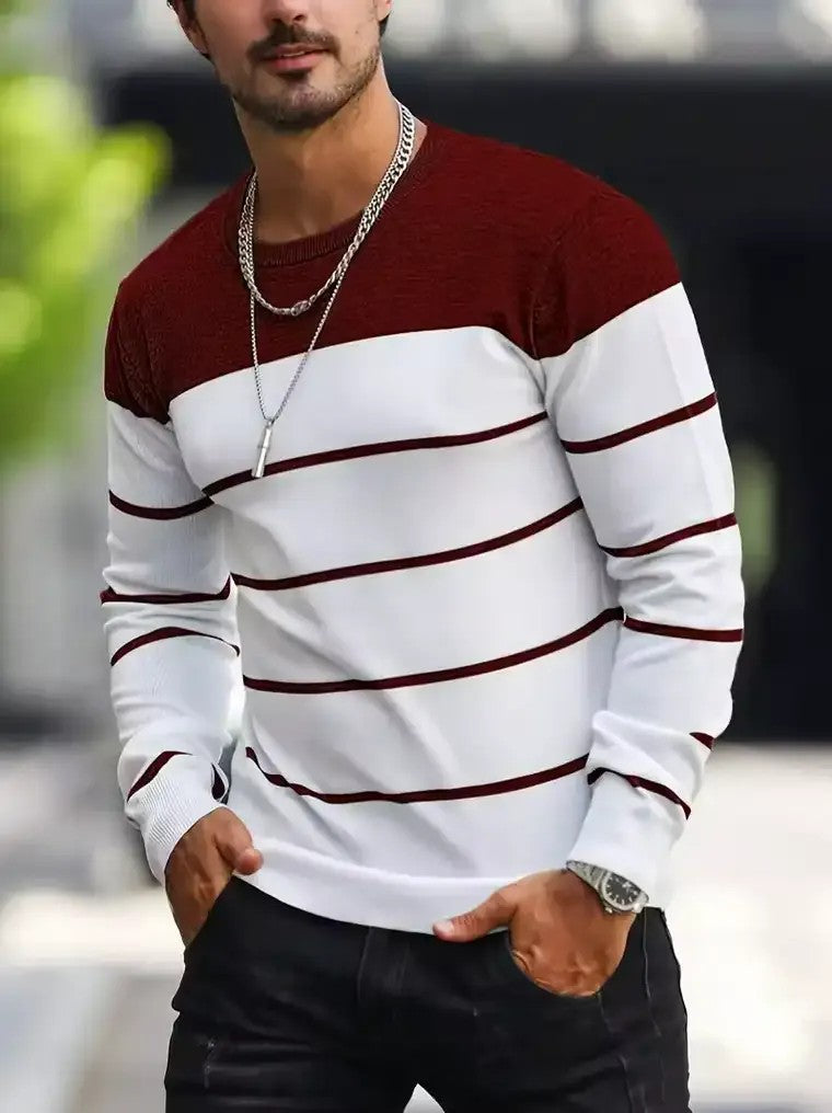 Men's Colour-Block Crewneck Sweater